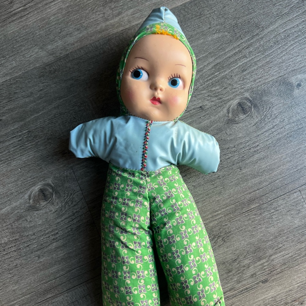Vintage Green and Blue Kids Doll